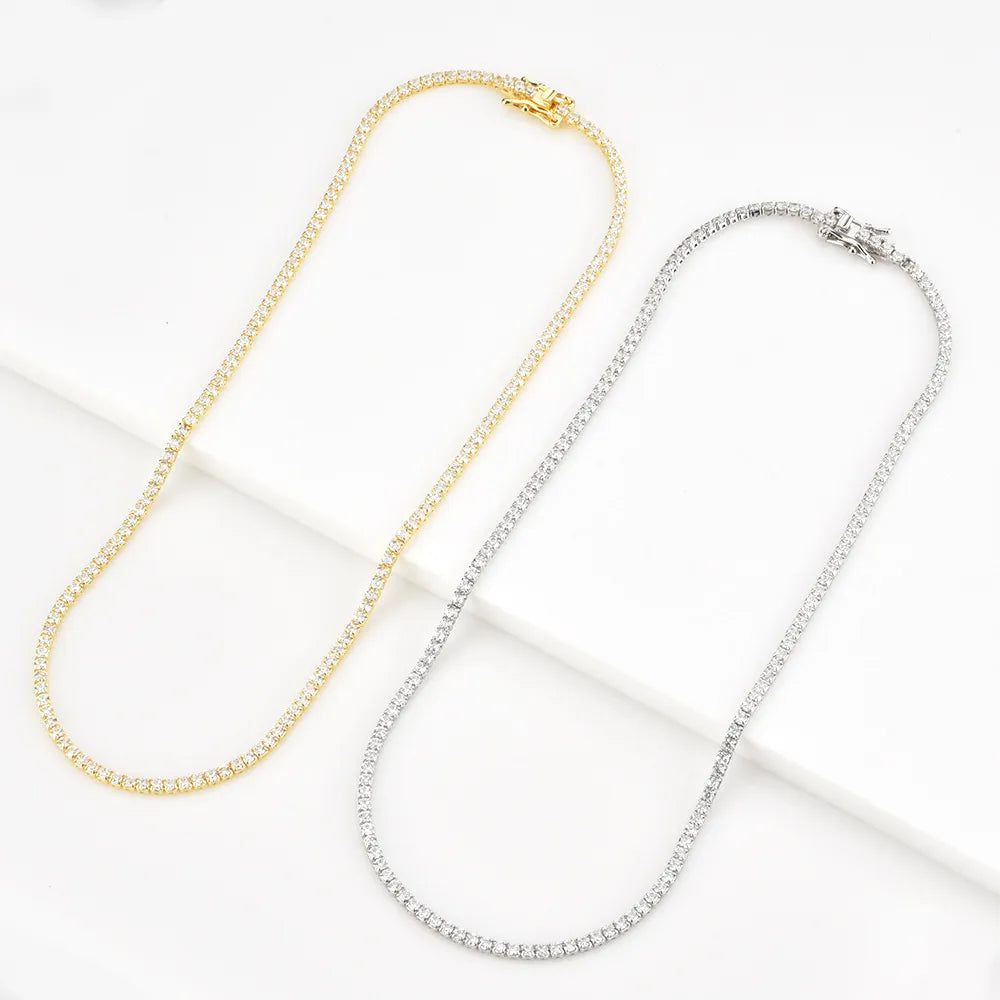 Elegant Tennis Choker | Adjustable Sterling Silver Necklace with Zircon Crystals | Hypoallergenic Design for Everyday Glamour 6
