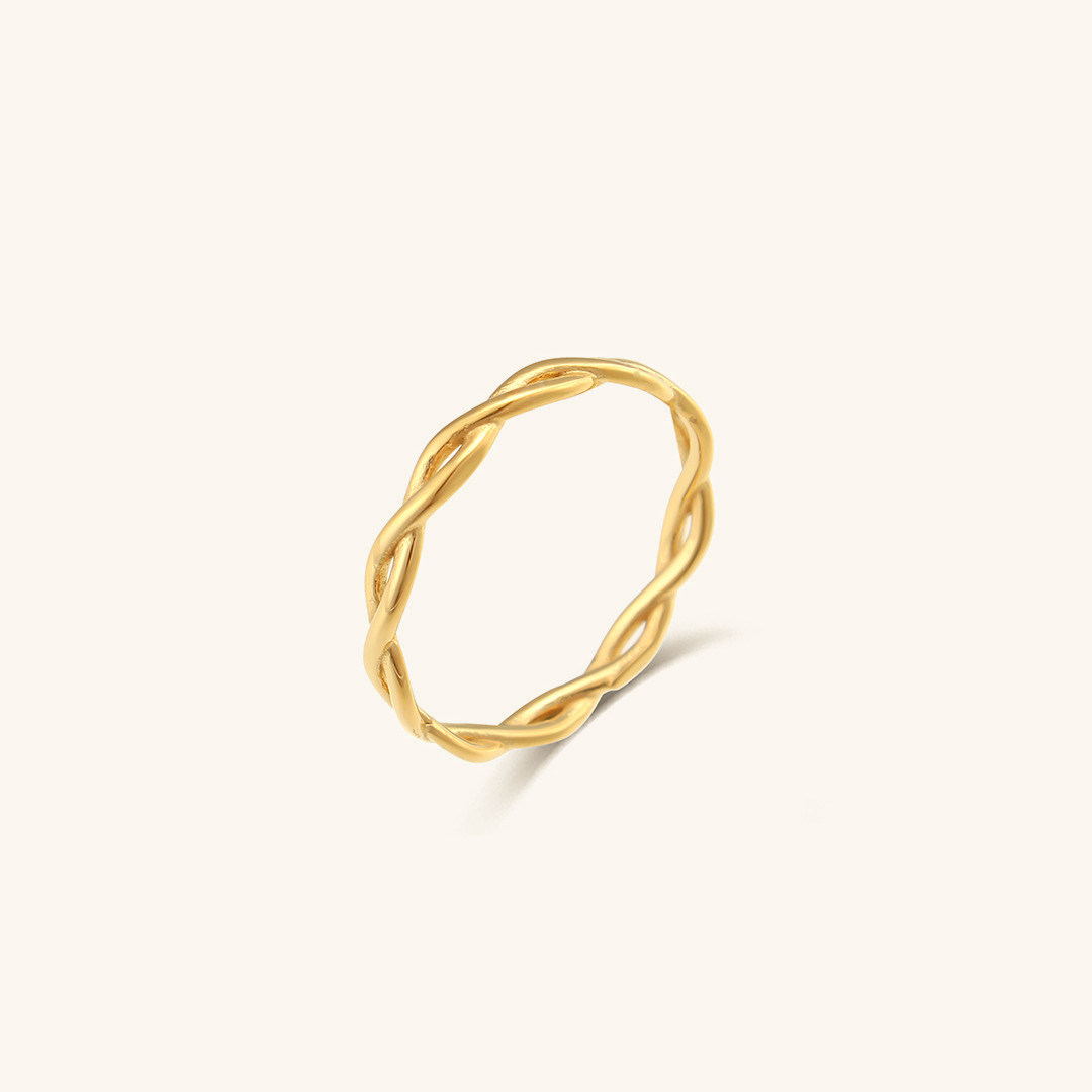 Elegant Twisted Gold Ring for Women – 18k Gold-Plated Stainless Steel, Hypoallergenic, Lightweight Design 0