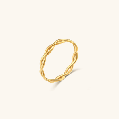 Elegant Twisted Gold Ring for Women – 18k Gold-Plated Stainless Steel, Hypoallergenic, Lightweight Design 0