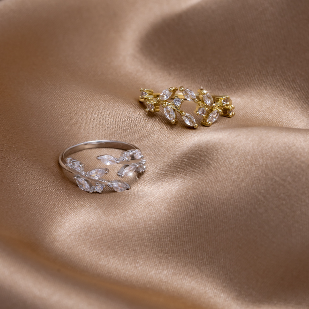 Adelyn Crystal Leaf Ring