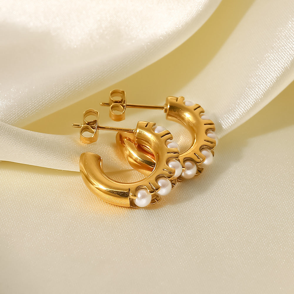 Selina Pearl Hoop Earrings