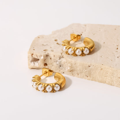 Selina Pearl Hoop Earrings