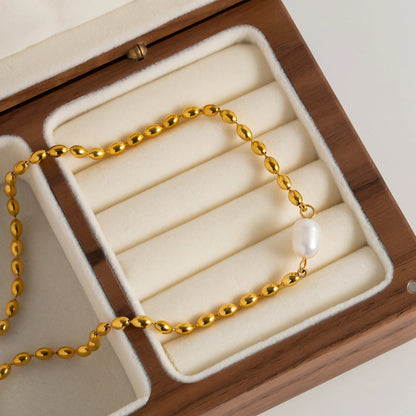 Freshwater Pearl Necklace with 18k Gold-Plated Chain – Elegant Everyday Jewelry for Women 3