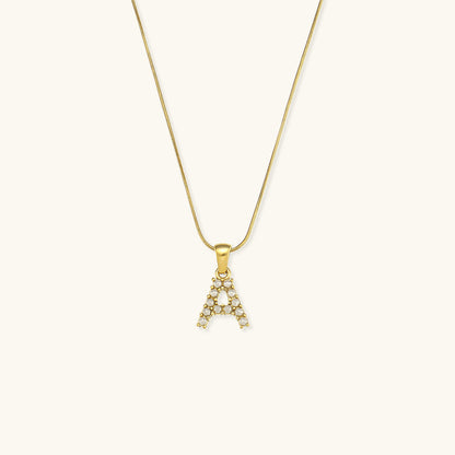 Gold-Finished Initial Necklace with Freshwater Pearls - 16 Inch Personalized Layering Jewelry 0