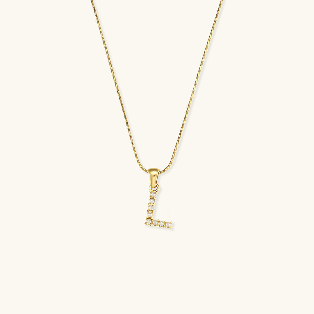 Gold-Finished Initial Necklace with Freshwater Pearls - 16 Inch Personalized Layering Jewelry 17