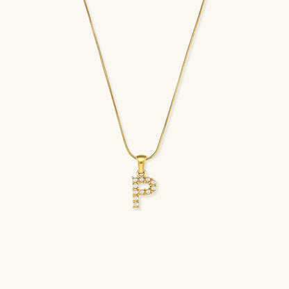 Gold-Finished Initial Necklace with Freshwater Pearls - 16 Inch Personalized Layering Jewelry 18