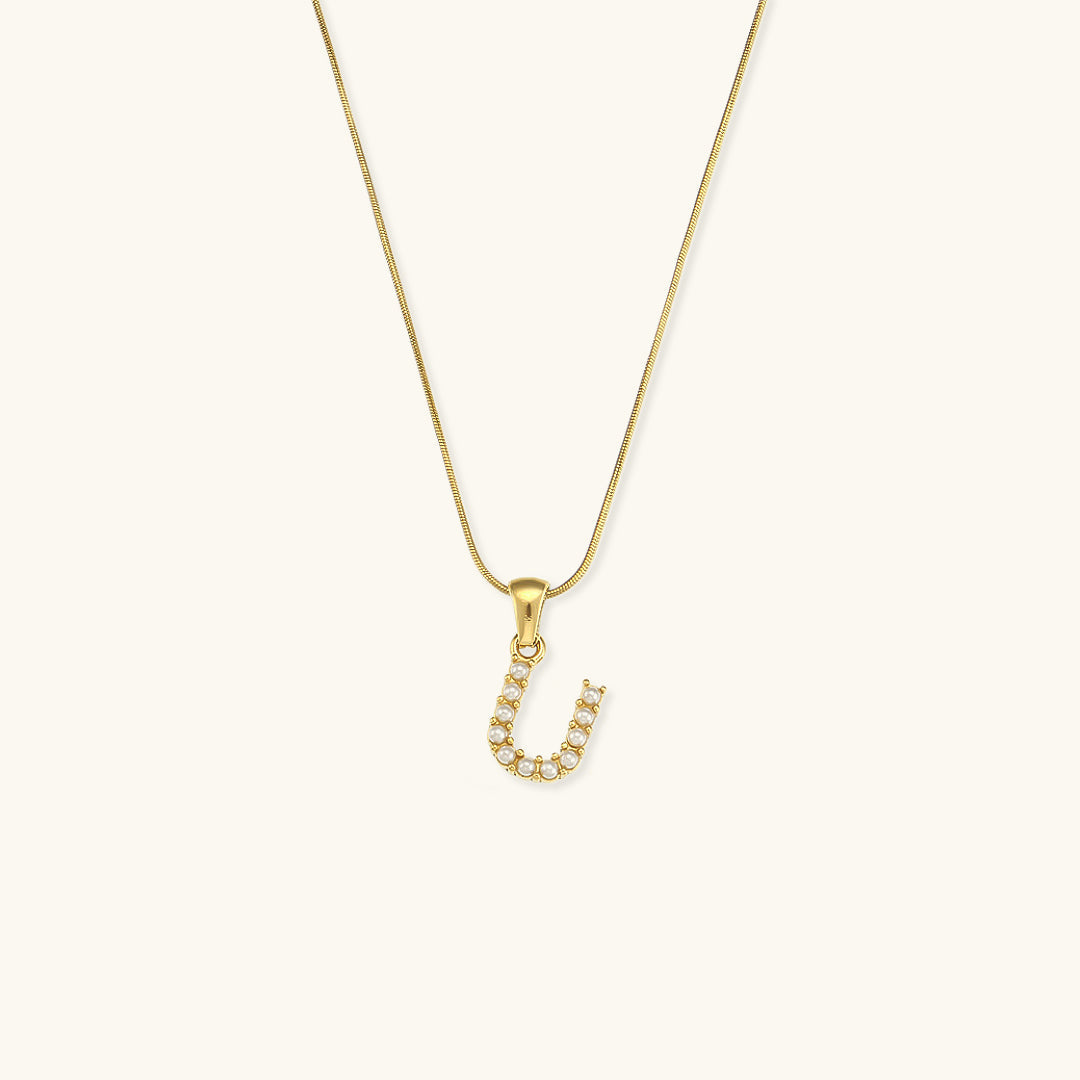 Gold-Finished Initial Necklace with Freshwater Pearls - 16 Inch Personalized Layering Jewelry 23