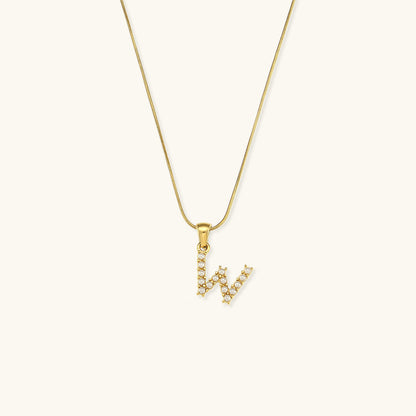 Gold-Finished Initial Necklace with Freshwater Pearls - 16 Inch Personalized Layering Jewelry 25