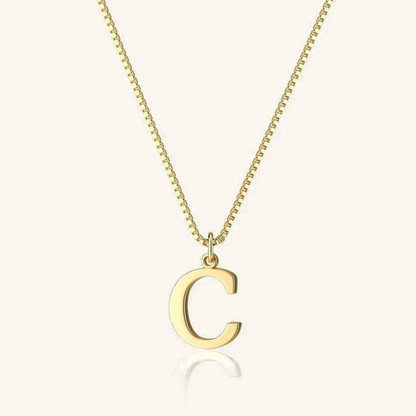 Gold Initial Necklace - Waterproof Hypoallergenic Stainless Steel with 16-Inch Adjustable Chain 14