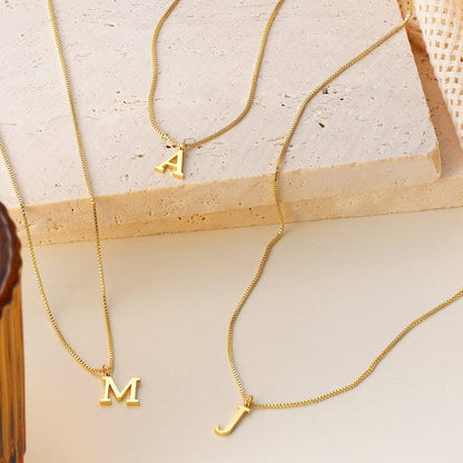 Gold Initial Necklace - Waterproof Hypoallergenic Stainless Steel with 16-Inch Adjustable Chain 7