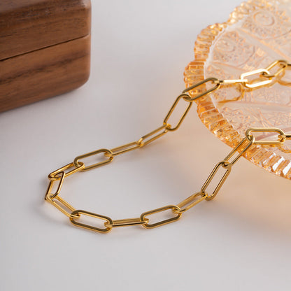 Gold Paperclip Chain Necklace – 17 Inch Adjustable 18k Gold-Plated Stainless Steel Accessory for Modern Elegance 3