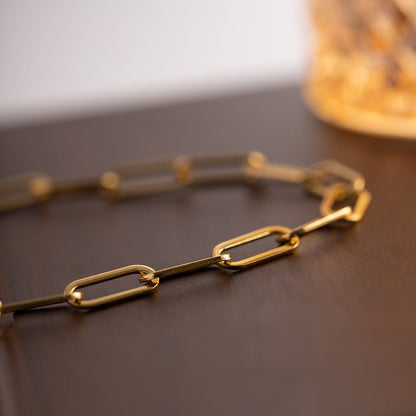 Gold Paperclip Chain Necklace – 17 Inch Adjustable 18k Gold-Plated Stainless Steel Accessory for Modern Elegance 4