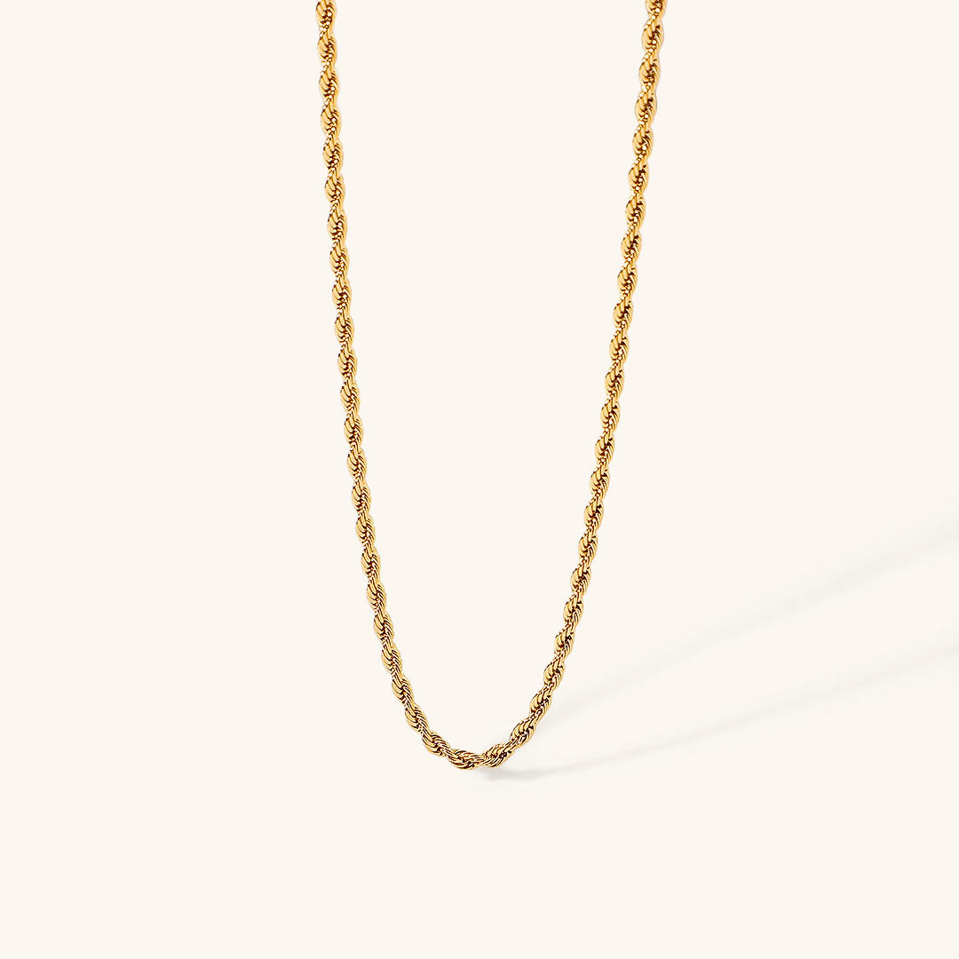 Gold Twisted Rope Chain Necklace – 16 Inch Adjustable Length, Hypoallergenic Stainless Steel Plated with 18k Gold 0