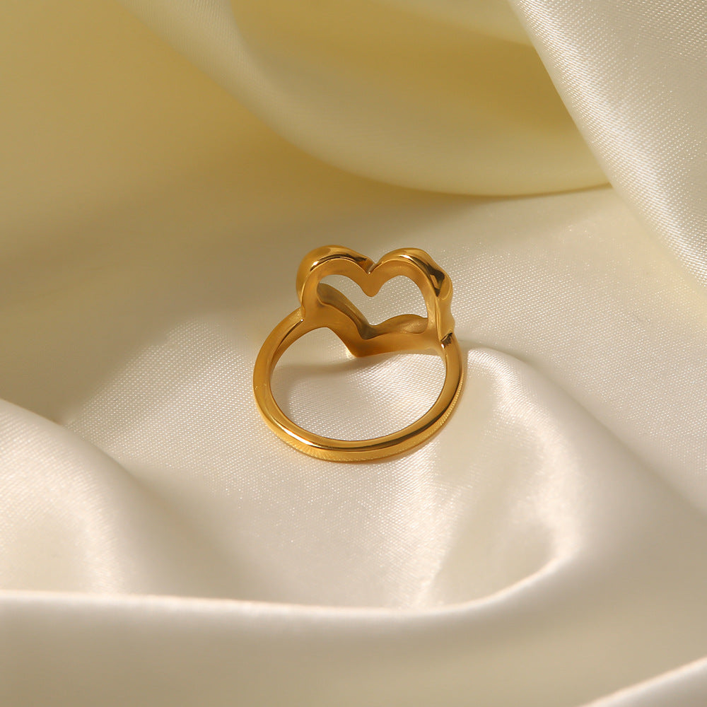 Heart-Shaped Ring in Ethically Sourced Stainless Steel-Plated 18k Gold – Lightweight, Hypoallergenic, Water Resistant 5