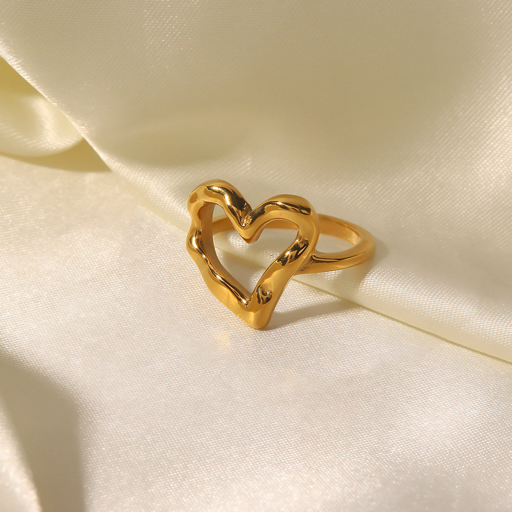 Heart-Shaped Ring in Ethically Sourced Stainless Steel-Plated 18k Gold – Lightweight, Hypoallergenic, Water Resistant 6
