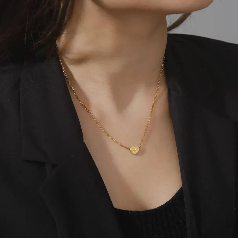 Eva Heart Initial Necklace