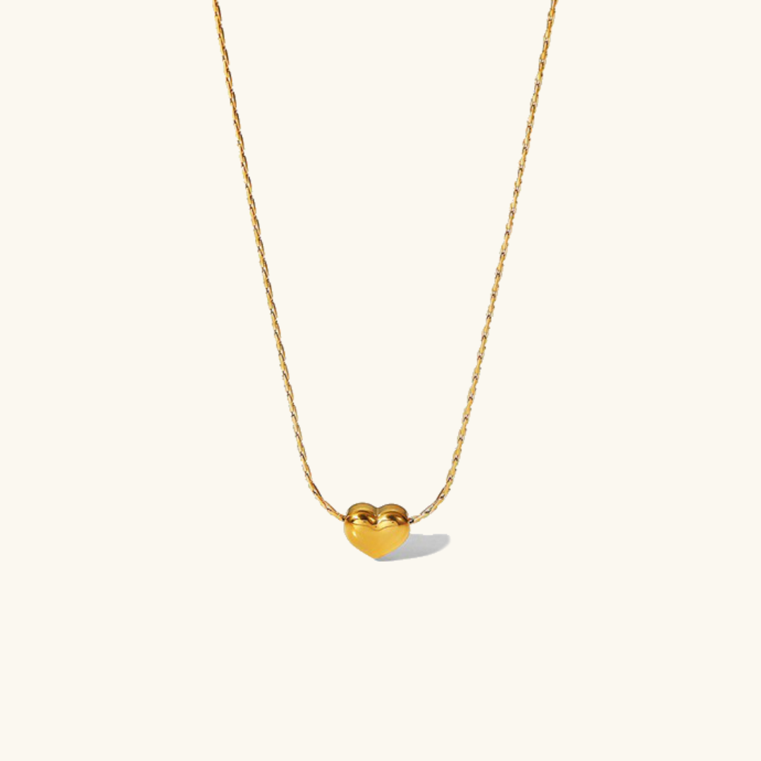 Heart Pendant Necklace in 18k Gold-Plated Stainless Steel – Hypoallergenic, Water Resistant, Adjustable Length 15-17 Inches 0