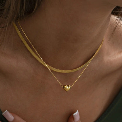 Heart Pendant Necklace in 18k Gold-Plated Stainless Steel – Hypoallergenic, Water Resistant, Adjustable Length 15-17 Inches 1