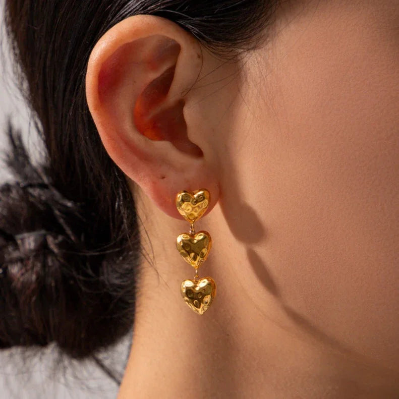 Irene Heart Gold Earrings