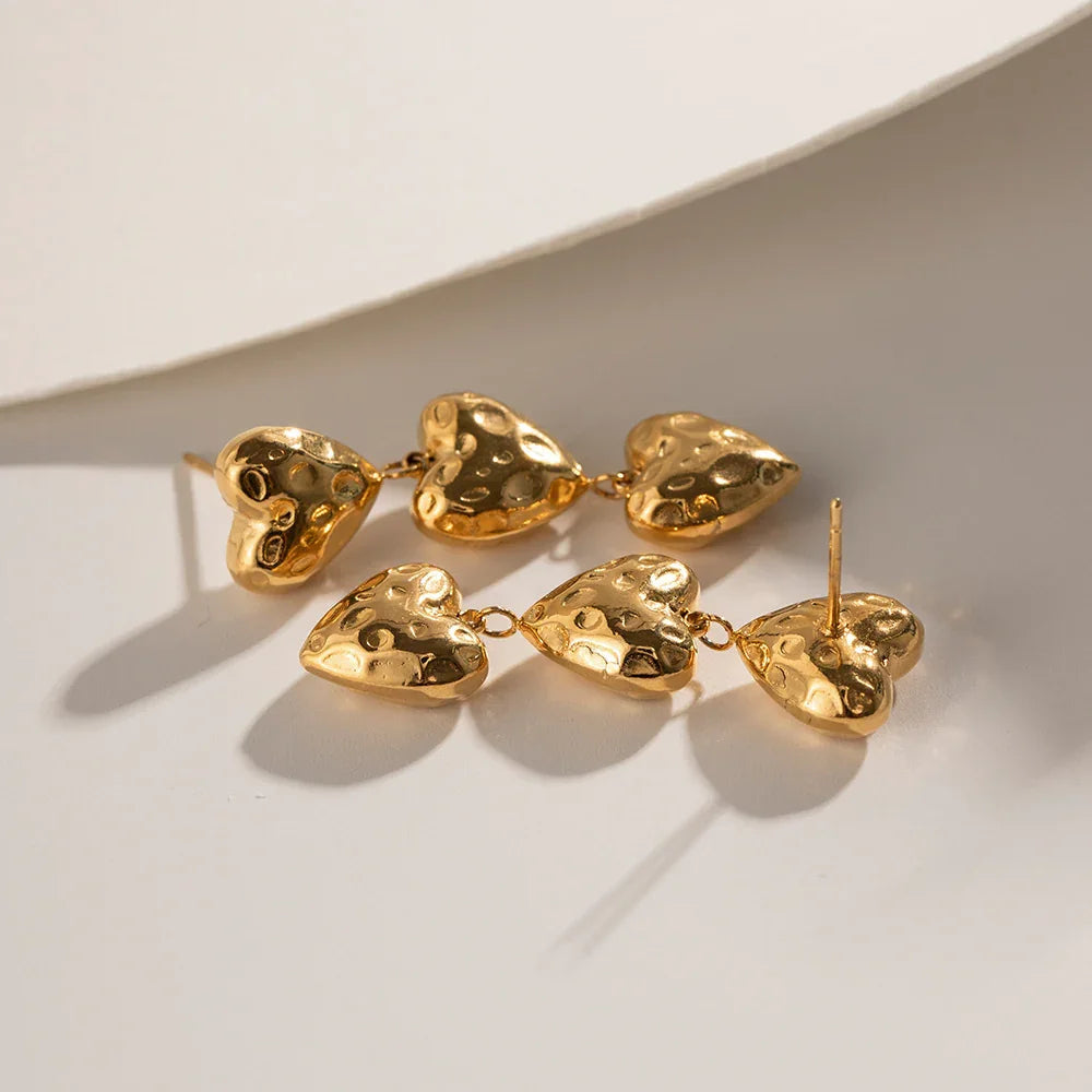 Irene Heart Gold Earrings