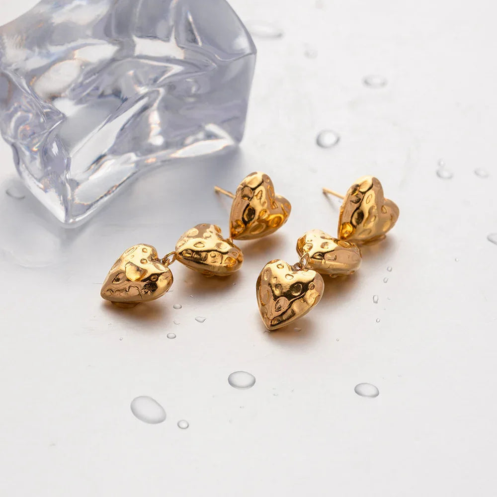 Irene Heart Gold Earrings