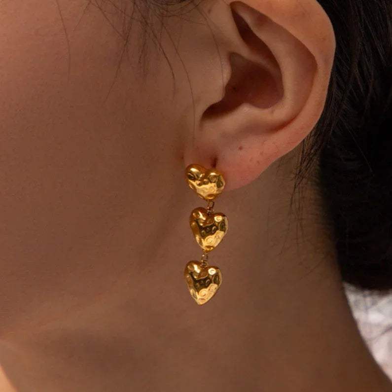 Irene Heart Gold Earrings