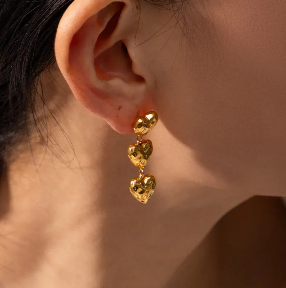 Irene Heart Gold Earrings