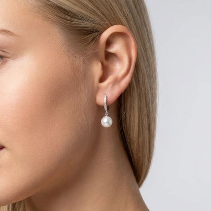 Elegant Pavé Pearl Hoop Earrings with Vintage-Inspired Design | Timeless Style for Any Occasion 0