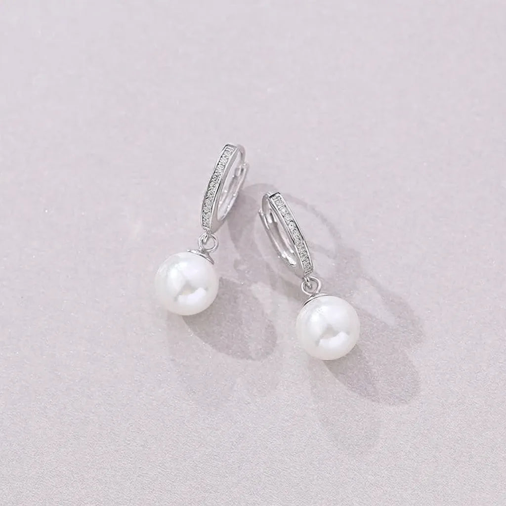 Juliette Pavé Pearl Hoop Earrings with Vintage-Inspired Design | Timeless Style for Any Occasion 2