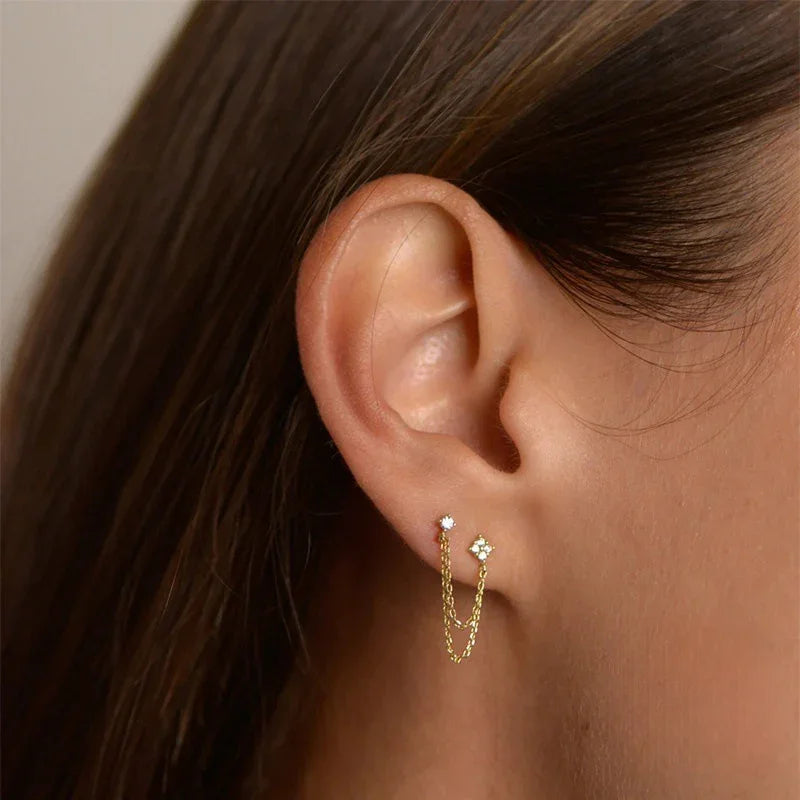 Selena Diamond Chain Studs