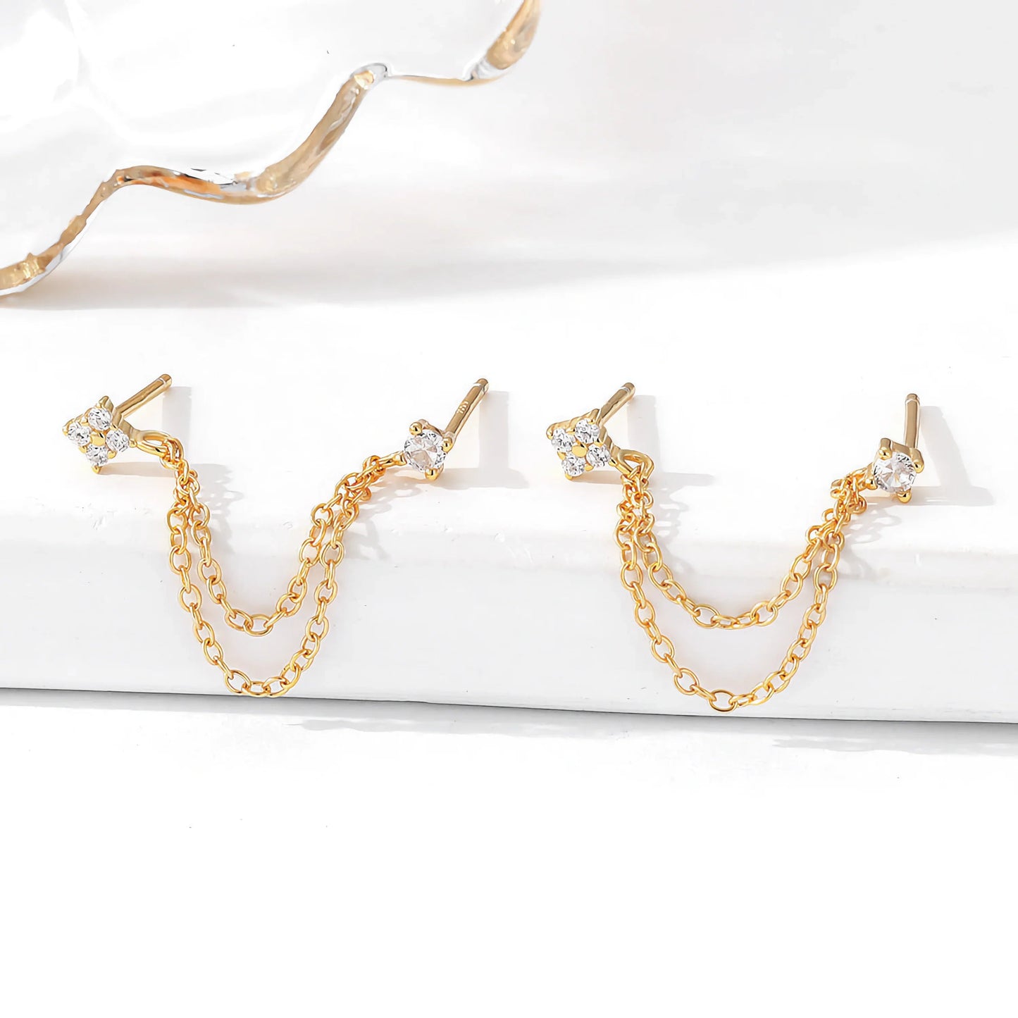 Selena Diamond Chain Studs