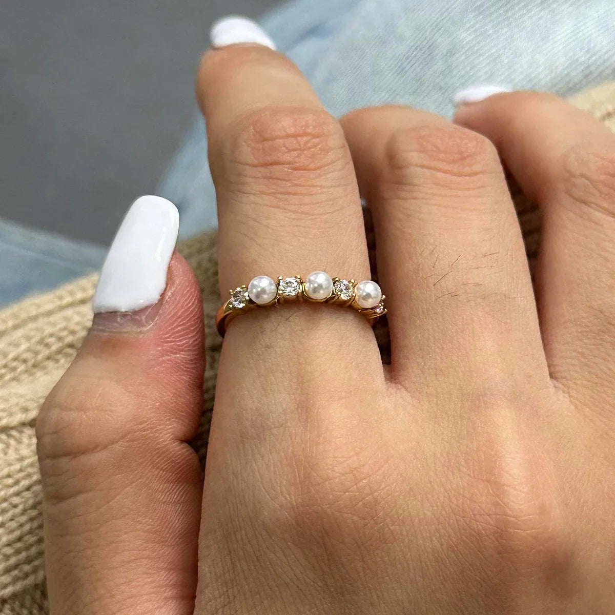 Eloise Diamond Pearl Ring