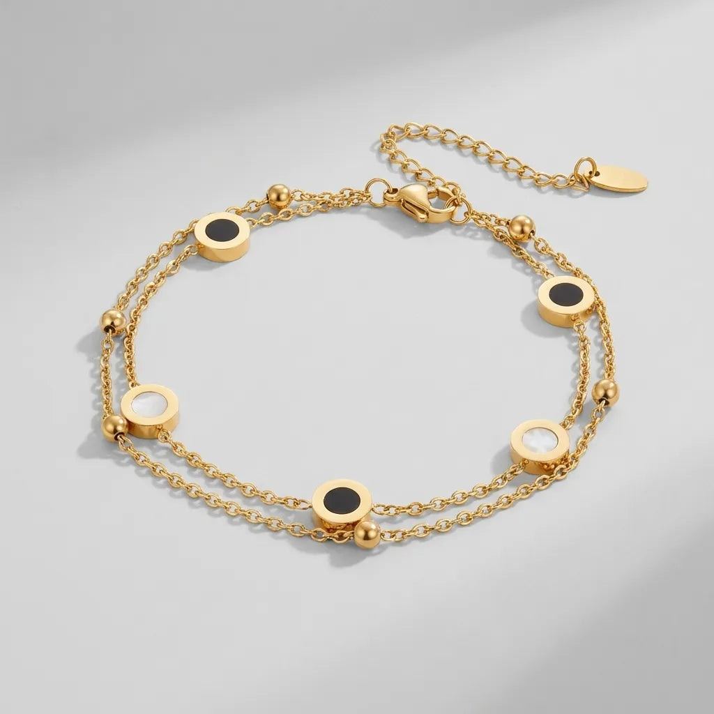 Layered Bracelet | Double-Chain Design in 18K Gold-Plated Steel | Waterproof & Adjustable for Everyday Elegance 2