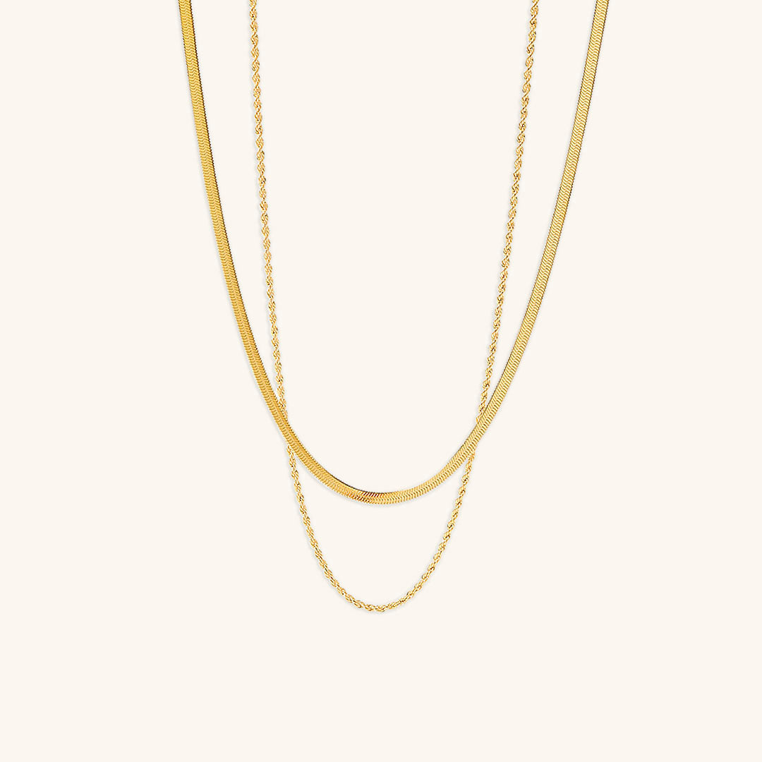 Layered Gold Chain Necklace with Adjustable Length – Ethically Sourced Stainless Steel-Plated 18k Gold 0