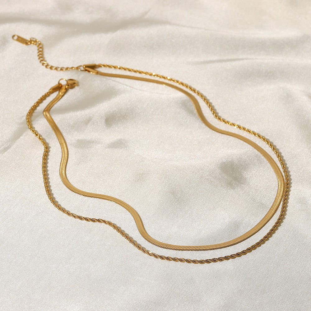 Layered Gold Chain Necklace with Adjustable Length – Ethically Sourced Stainless Steel-Plated 18k Gold 5