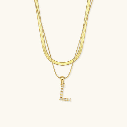 Layered Gold Initial Necklace with Freshwater Pearls – Waterproof, Hypoallergenic, 14-Inch Adjustable Length 10