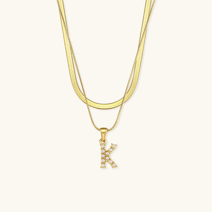 Layered Gold Initial Necklace with Freshwater Pearls – Waterproof, Hypoallergenic, 14-Inch Adjustable Length 12