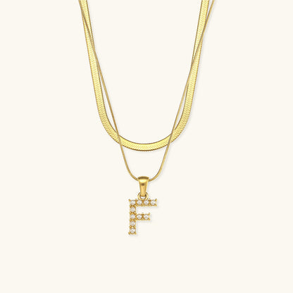 Layered Gold Initial Necklace with Freshwater Pearls – Waterproof, Hypoallergenic, 14-Inch Adjustable Length 15