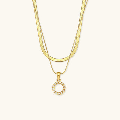 Layered Gold Initial Necklace with Freshwater Pearls – Waterproof, Hypoallergenic, 14-Inch Adjustable Length 16