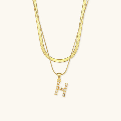 Layered Gold Initial Necklace with Freshwater Pearls – Waterproof, Hypoallergenic, 14-Inch Adjustable Length 22