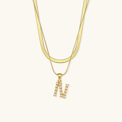 Layered Gold Initial Necklace with Freshwater Pearls – Waterproof, Hypoallergenic, 14-Inch Adjustable Length 25