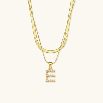 Layered Gold Initial Necklace with Freshwater Pearls – Waterproof, Hypoallergenic, 14-Inch Adjustable Length 28