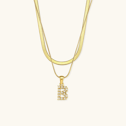 Layered Gold Initial Necklace with Freshwater Pearls – Waterproof, Hypoallergenic, 14-Inch Adjustable Length 6