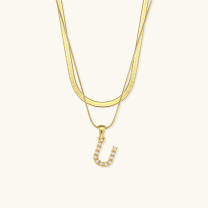 Layered Gold Initial Necklace with Freshwater Pearls – Waterproof, Hypoallergenic, 14-Inch Adjustable Length 9