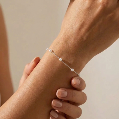 Lea Dainty Pearl Bracelet | Dainty Pearl Bracelet with Adjustable Length | Hypoallergenic Accessory for Effortless Elegance 6