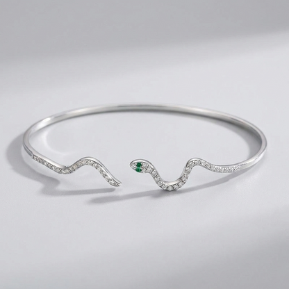 Liana Collection | Crystal Snake Bangle in Premium Sterling Silver | Hypoallergenic Design for Bold Elegance 3