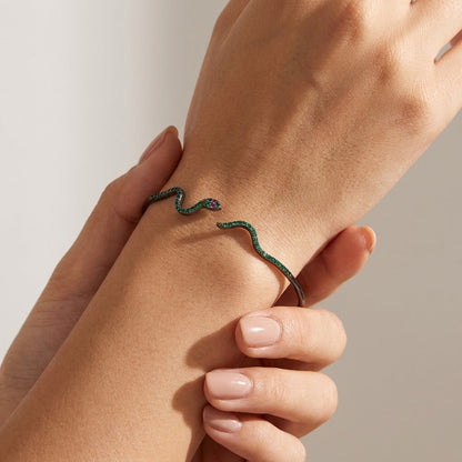 Liana Collection | Crystal Snake Bangle in Premium Sterling Silver | Hypoallergenic Design for Bold Elegance 4