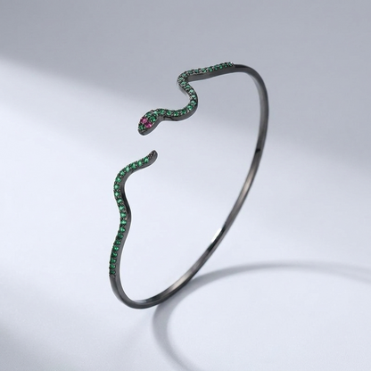 Liana Collection | Crystal Snake Bangle in Premium Sterling Silver | Hypoallergenic Design for Bold Elegance 6