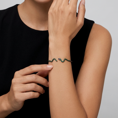 Liana Collection | Crystal Snake Bangle in Premium Sterling Silver | Hypoallergenic Design for Bold Elegance 7