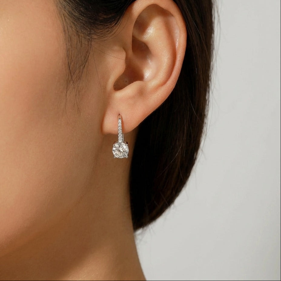 Luna Collection | Pavé Solitaire Earrings with Sparkling Crystals | Elegant Design for Everyday Wear 0
